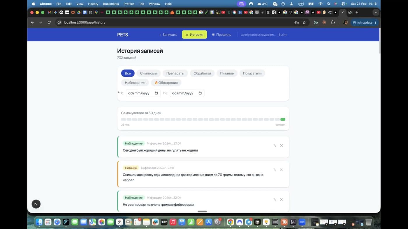 Трекер здоровья питомца и агрегатор жилья — проект Лера