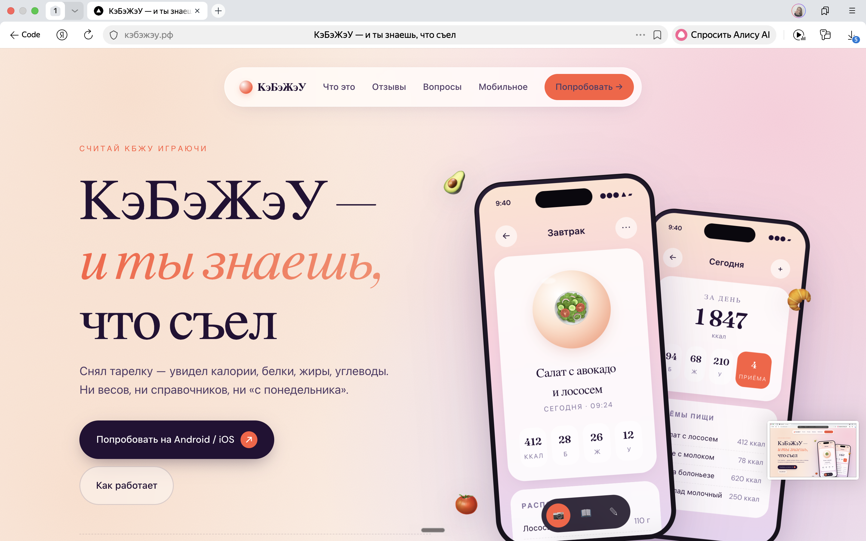 «КэБэЖэУ» — приложение для подсчёта КБЖУ, кейс Ильи Лапшова